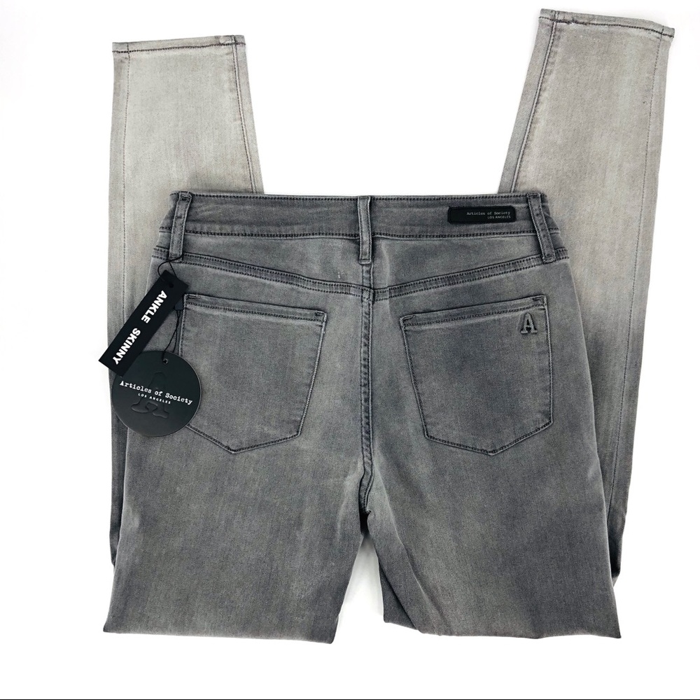 NWT Articles of Society Gray Skinny Ankle Jeans Size 27 Waist Rise 9" - Picture 5 of 8